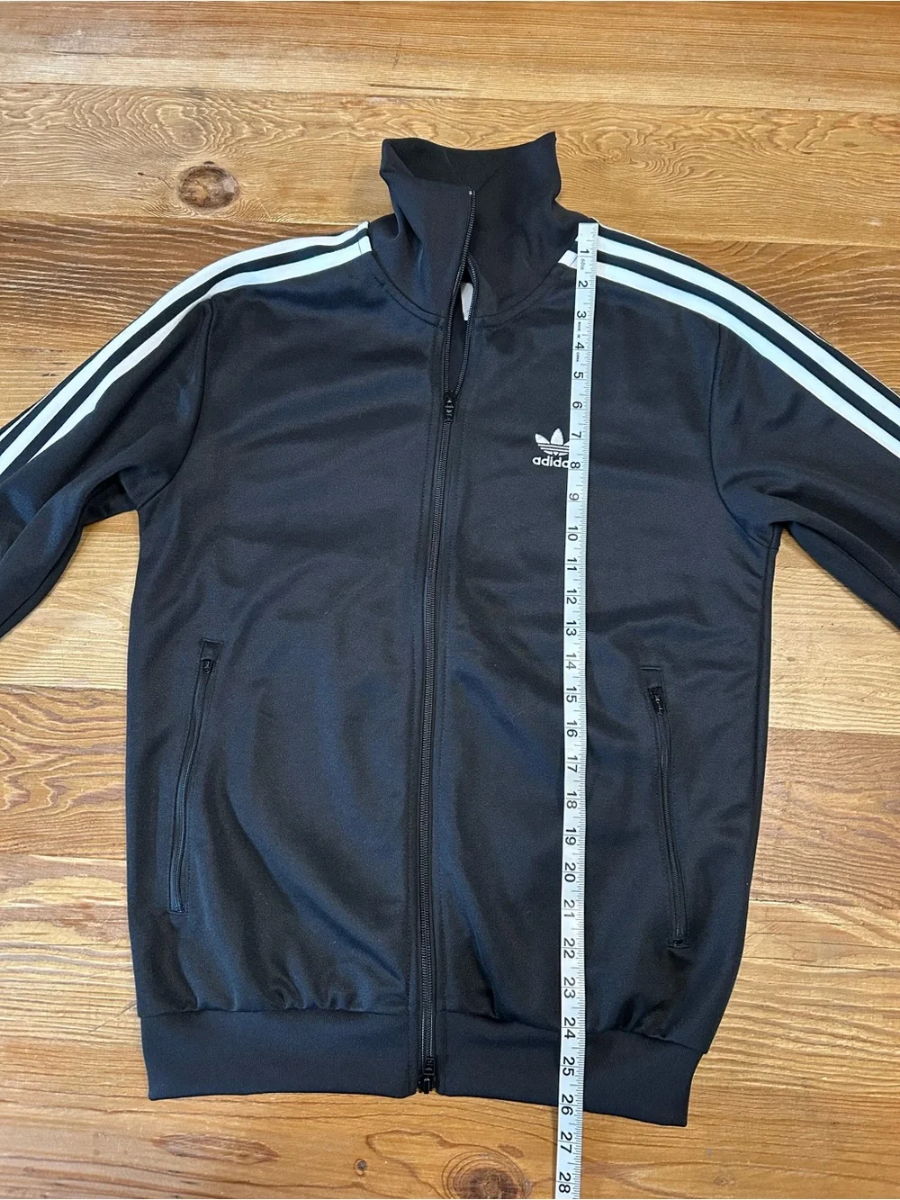 adidas Black Track Jacket with White Stripes